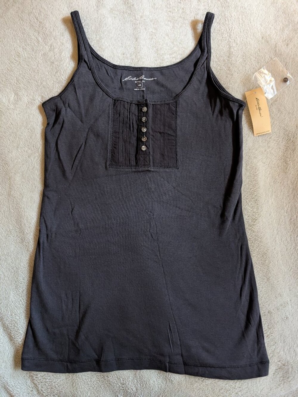 WOMEN'S NEW EDDIE BAUER TANK TOP XS Extra Small Shirt Blouse Dark Gray Black